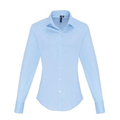 Womens Stretch-Fit Cotton Poplin Long Sleeve Blouse 
