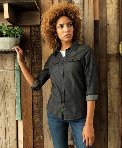 Womens Jeans Stitch Denim Shirt
